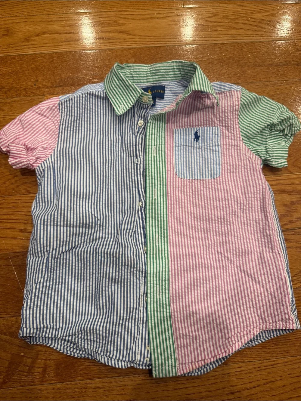 Ralph Lauren Mix-Striped & Sailboat Short-Sleeve Button-Down - Blue, Pink, Green